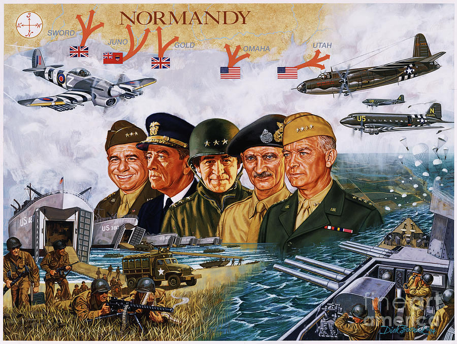 900x678 D Day 6th Of June Painting By Dick Bobnick - D Day Painting