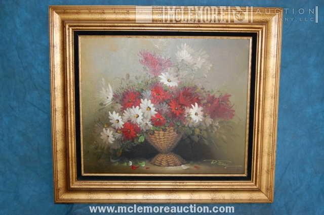 640x426 Oil On Canvas Of Flowers Signed D. Perry Mclemore Auction - D Perry Oil Painting