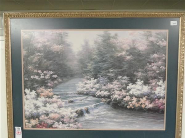 600x449 River Cascade Print - D Romanello Painting