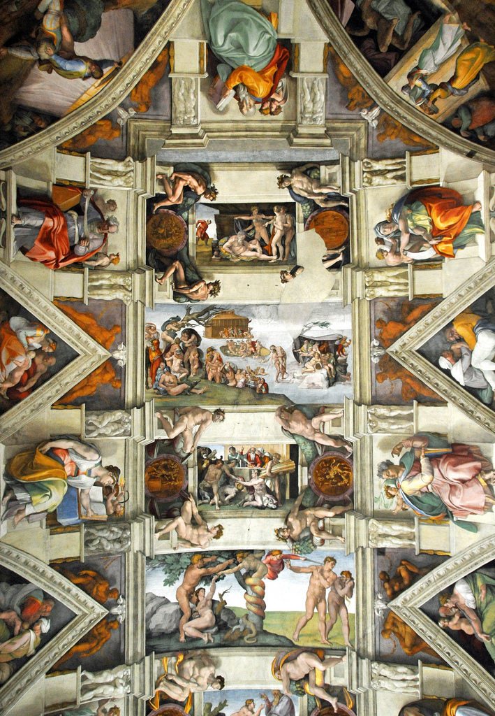 709x1024 Michelangelo's Painting Of The Sistine Chapel Ceiling - Da Vinci Ceiling Painting