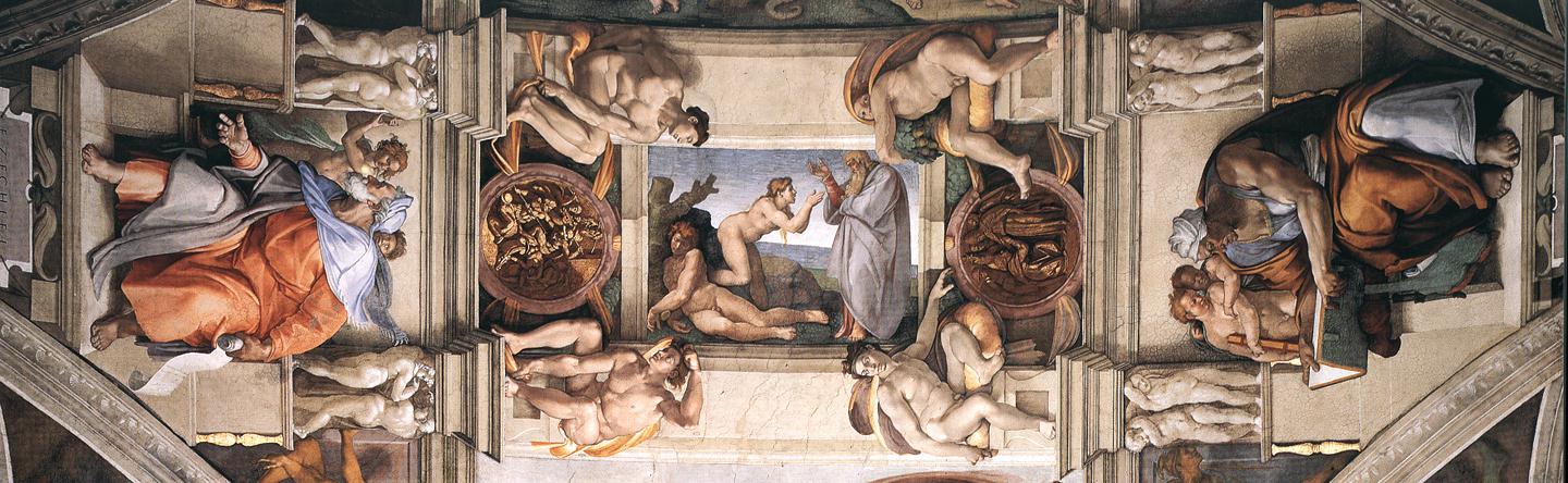 1440x444 Michelangelo Vs. Leonardo Da Vinci Images Ceiling Of The Sistine - Da Vinci Ceiling Painting