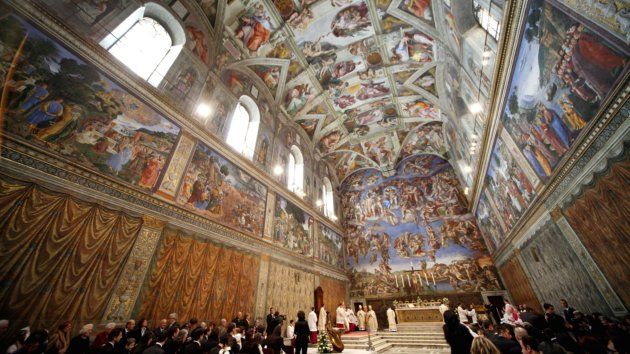 630x354 Sistine Chapel Ceiling Painting Angels Michelangelo's Sistine - Da Vinci Ceiling Painting