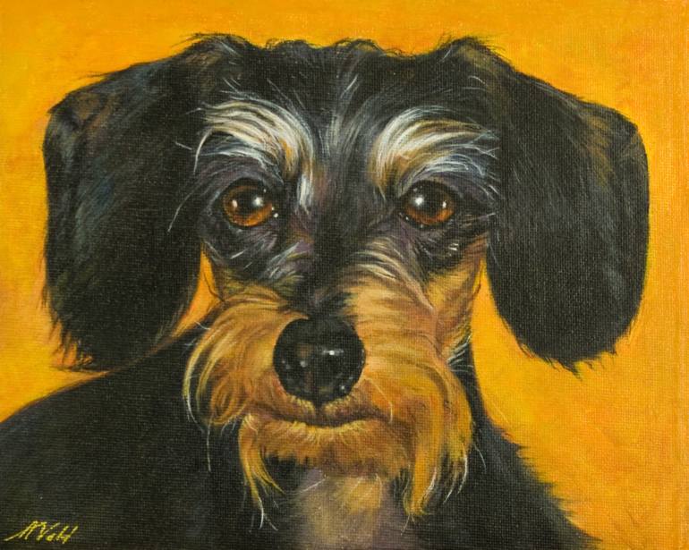 770x615 Saatchi Art Dachshund Painting By Alex Vald Painting By Alex Vald - Dachshund Painting