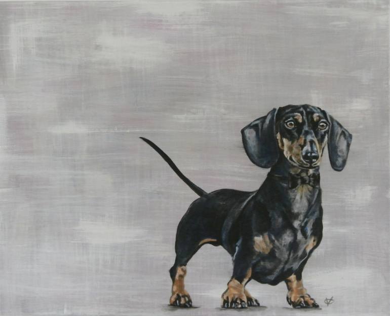770x623 Saatchi Art Double O Dachshund Painting By Victoria Coleman - Dachshund Painting