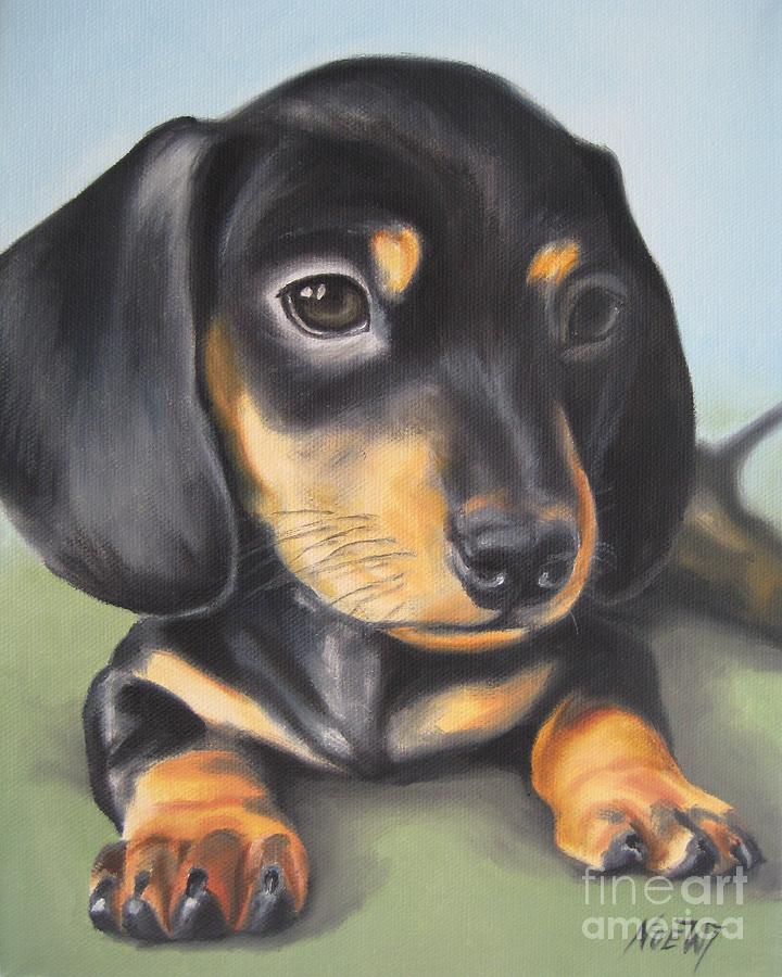 720x900 Dachshund Puppy Painting By Jindra Noewi - Dachshund Painting