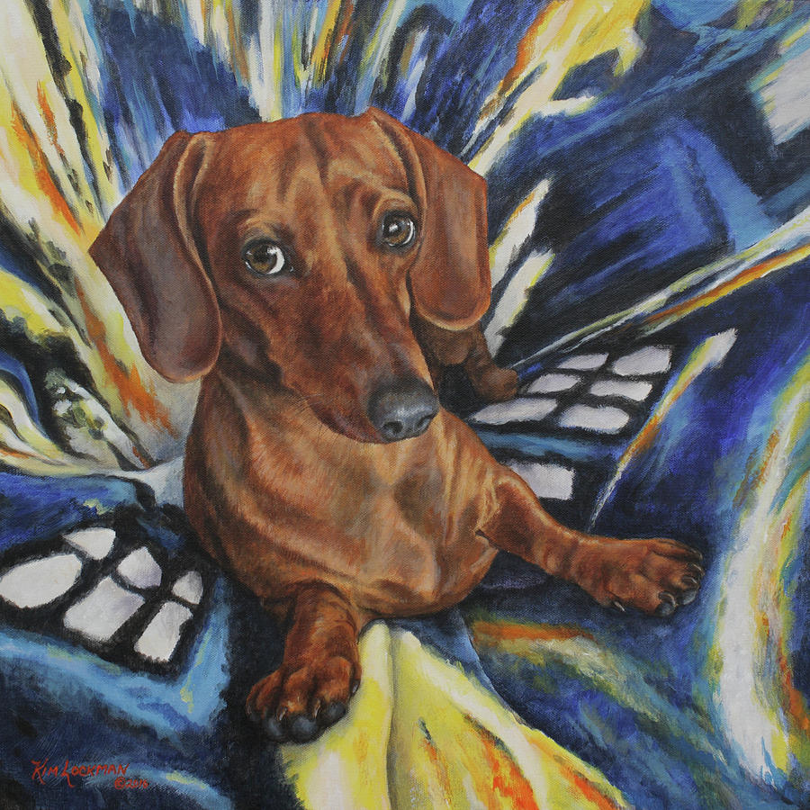 900x900 Dachshund Time Lord Painting By Kim Lockman - Dachshund Painting