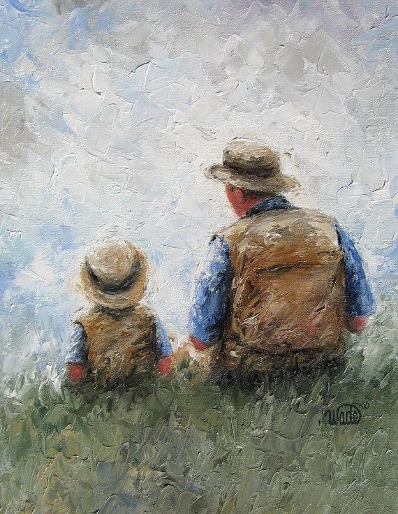 570x736 Father And Son Art, Father Print, Dad Painting, Father Gift, Gift - Dad Painting