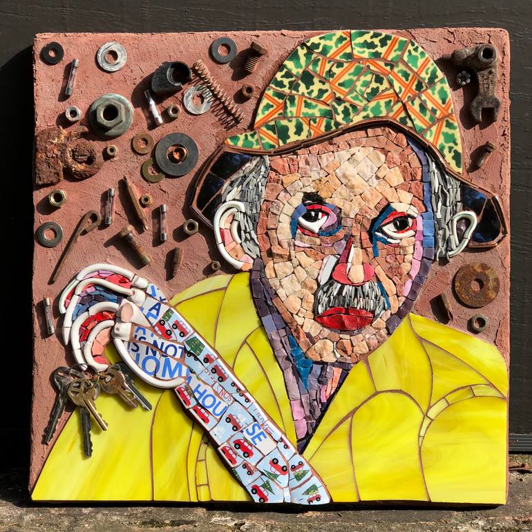 770x770 Saatchi Art Junk Yard Dad, Mosaic Painting By Gila Rayberg - Dad Painting