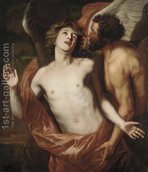 512x594 Daedalus Attaching Icarus' Wings (After) Thomas Willeboirts - Daedalus And Icarus Painting