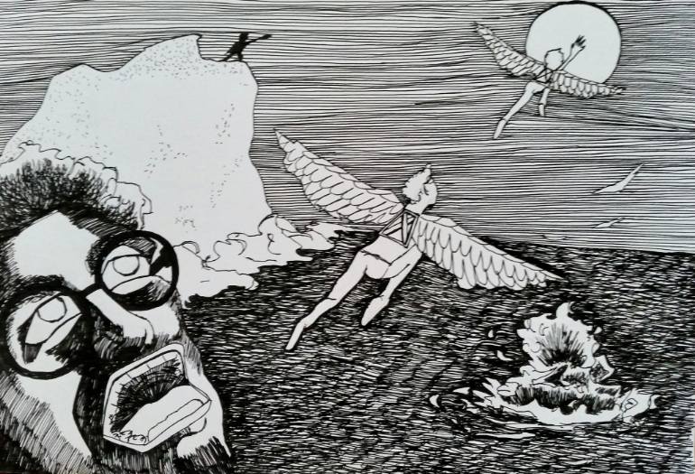 770x525 Saatchi Art Daedalus And Icarus Drawing By Lyle Saunders - Daedalus And Icarus Painting