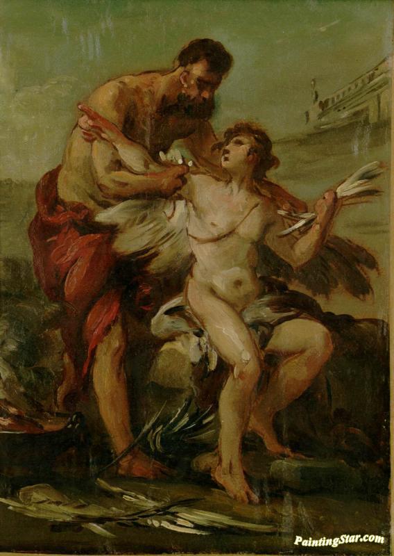 568x800 Study For Daedalus Attaching Icarus' Wings Artwork By Joseph Marie - Daedalus And Icarus Painting