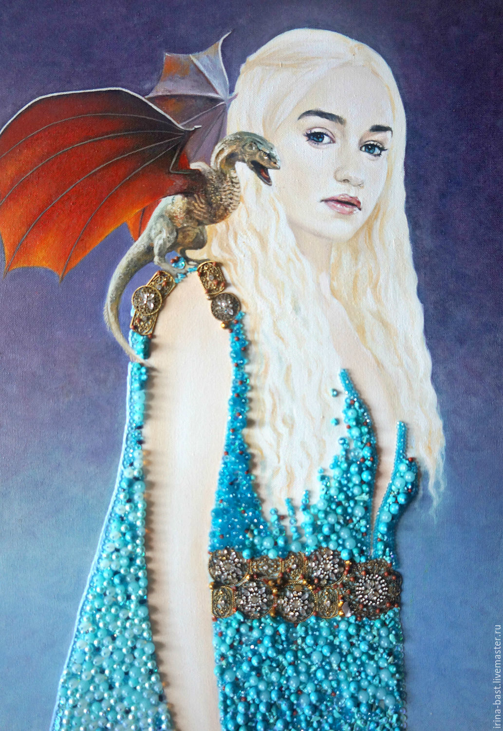 1033x1500 Oil Painting On Canvas Daenerys And The Dragon, The Game - Daenerys Painting