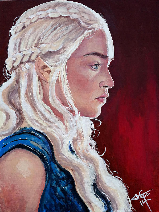 675x900 Daenerys Targaryen Painting By Tom Carlton - Daenerys Painting