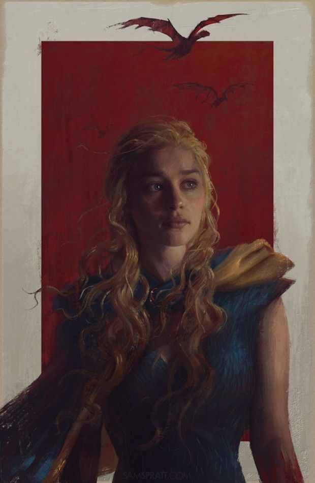 620x950 Stunning Daenerys Targaryen Painting By Sam Spratt Illustrations - Daenerys Targaryen Painting