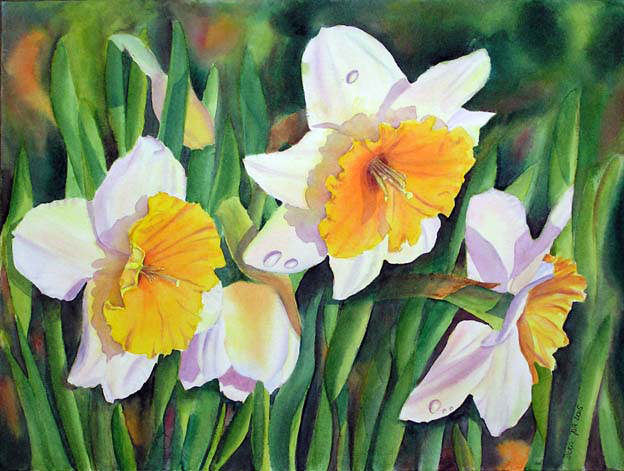 624x471 Painting Of Daffodils - Daffodil Flower Painting