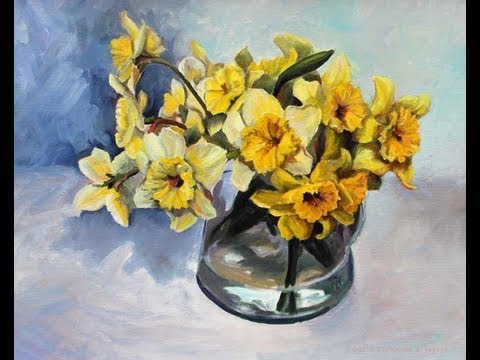 480x360 Daffodils Oil Painting - Daffodil Flower Painting