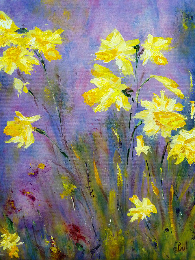 675x900 Spring Daffodils Painting By Claire Bull - Daffodil Painting