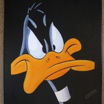 336x336 Schilderij Daffy Duck - Daffy Duck Painting