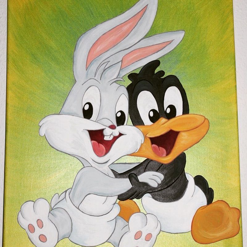 800x800 Warner Bros. Baby Bugs Bunny And Daffy Duck From Looney Tunes - Daffy Duck Painting