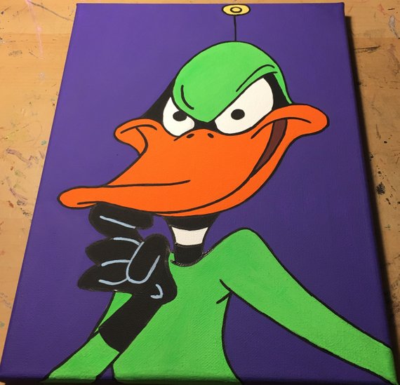 570x549 Daffy Duck's Duck Rodgers Original Acrylic Painting Hand - Daffy Duck Painting