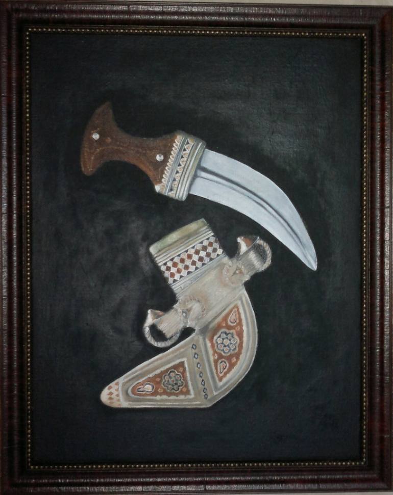 770x971 Saatchi Art Omani Khanjar Dagger Painting By Rathish Ravi - Dagger Painting
