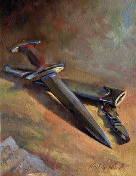463x600 Wwii Dagger By Artist Hall Groat Ii, - Dagger Painting