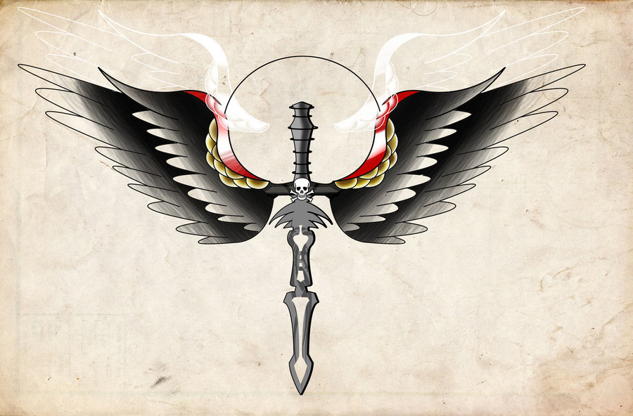 900x592 Winged Dagger Tattoo Painting By Davepinsker - Dagger Painting