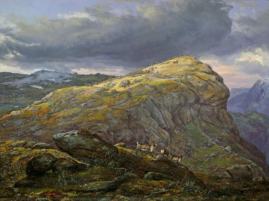 900x673 Stugunoset At Filefjell Painting By Johan Christian Dahl - Dahl Painting