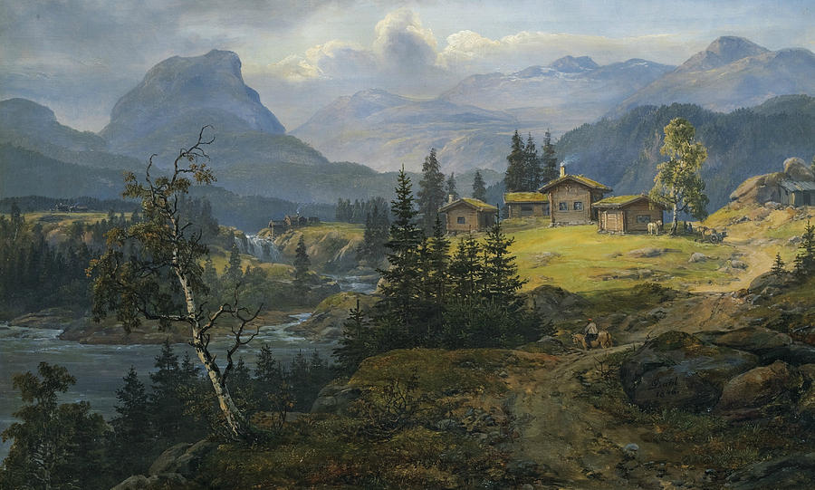 900x541 View Of Oylo Farm, Valdres Painting By Johan Christian Dahl - Dahl Painting