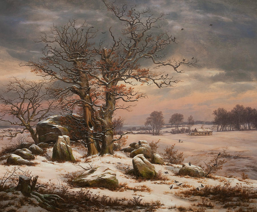 900x742 Winter Landscape Near Vordingborg, Denmark Painting By Johan - Dahl Painting