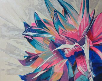 340x270 Gift For Her Painting, Small Canvas Painting Gift, Small Original - Dahlia Flower Painting