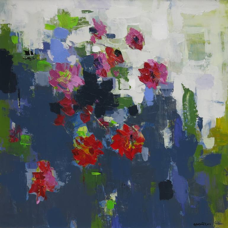 770x771 Saatchi Art Dahlia Flowers Painting By Artist Chu Van - Dahlia Flower Painting