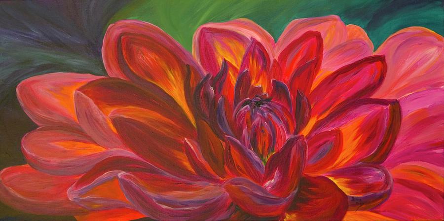 900x448 Dahlia Painting By Donna Drake - Dahlia Painting
