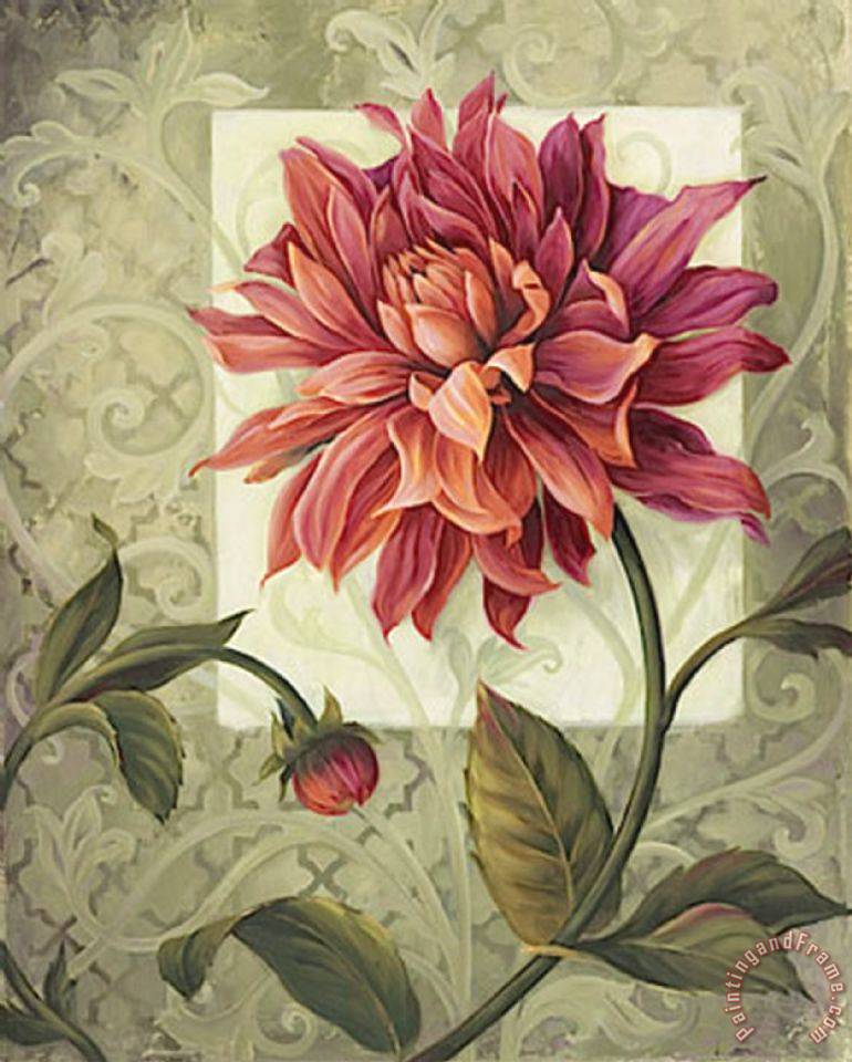 770x960 Lisa Audit Trellised Dahlia Painting - Dahlia Painting