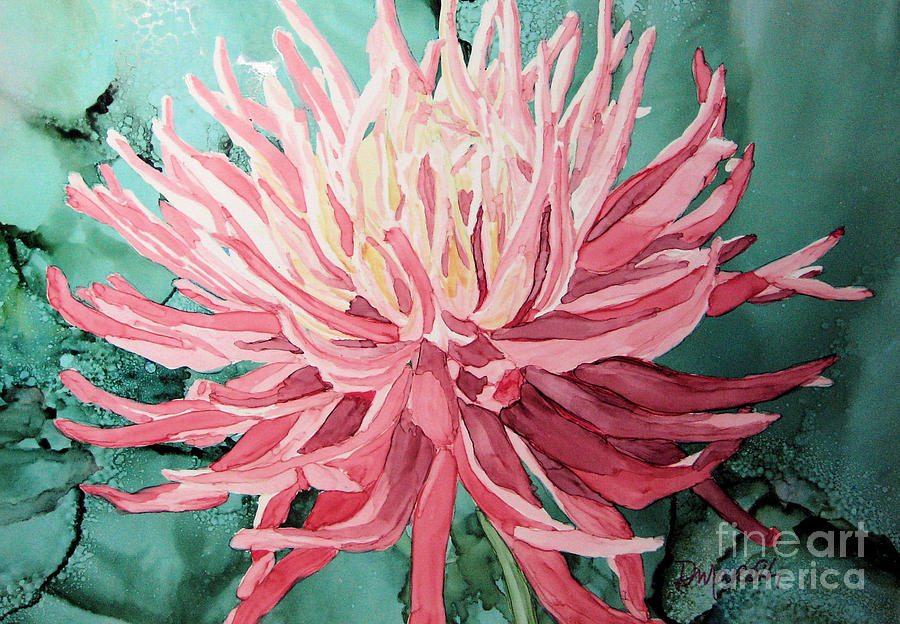 900x624 Pink Dahlia Painting By Diane Marcotte - Dahlia Painting