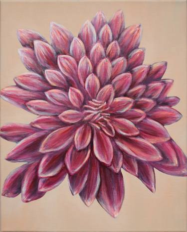 375x466 Saatchi Art Dahlia Opening Painting By Jacqueline Talbot - Dahlia Painting