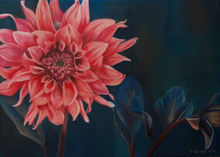 770x550 Saatchi Art Pink Dahlia Painting By Hanni Serway - Dahlia Painting