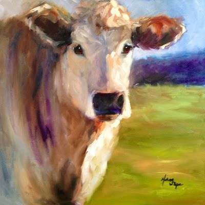 400x400 Norma Wilson Original Oil Irish Dairy Cow Cattle Animal Portrait - Dairy Cow Painting