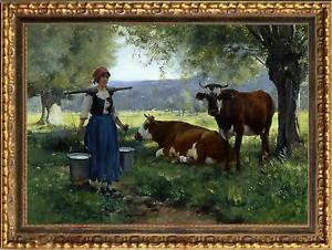 300x226 Old Master Art Antique Oil Painting Dairy Cow On Canvas 24x36 Ebay - Dairy Cow Painting