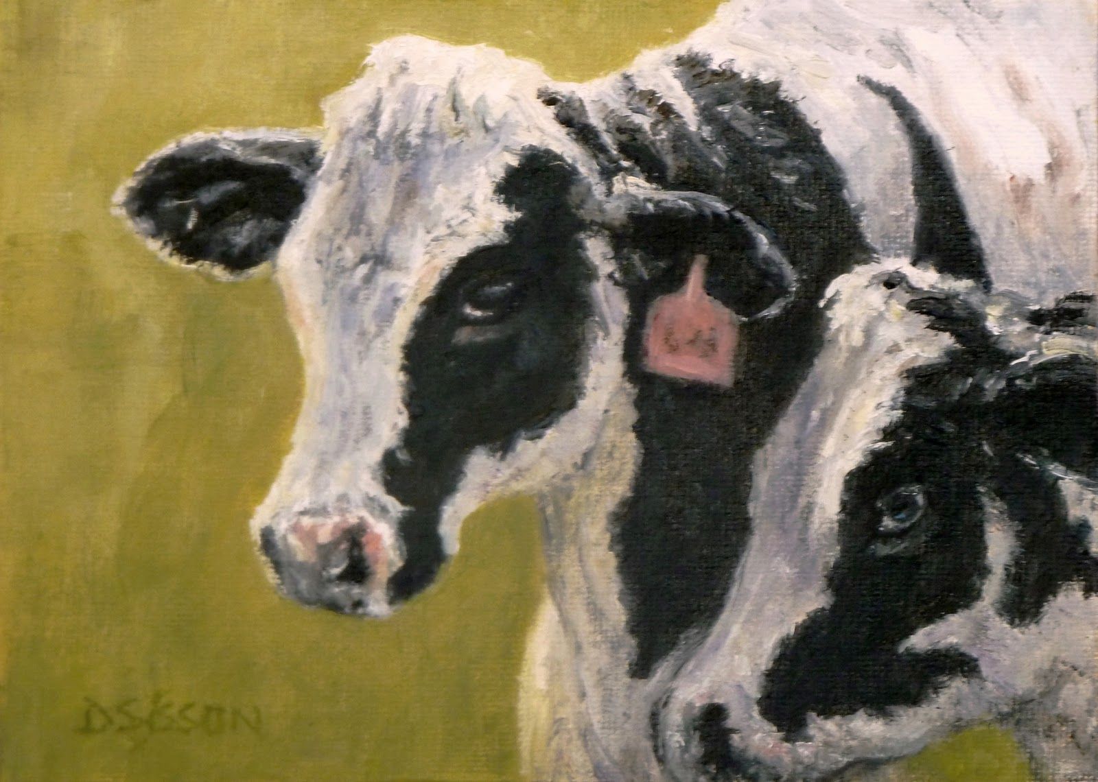 1600x1140 Cow Portraits Friendly Holstein Oil Painting Farm Animal - Dairy Cow Painting