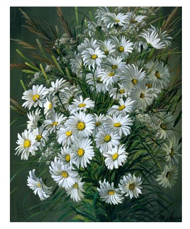 614x738 Diy! Daisy Flowers Oil Painting By Numbers Lifestyle Clique - Daisy Flower Painting