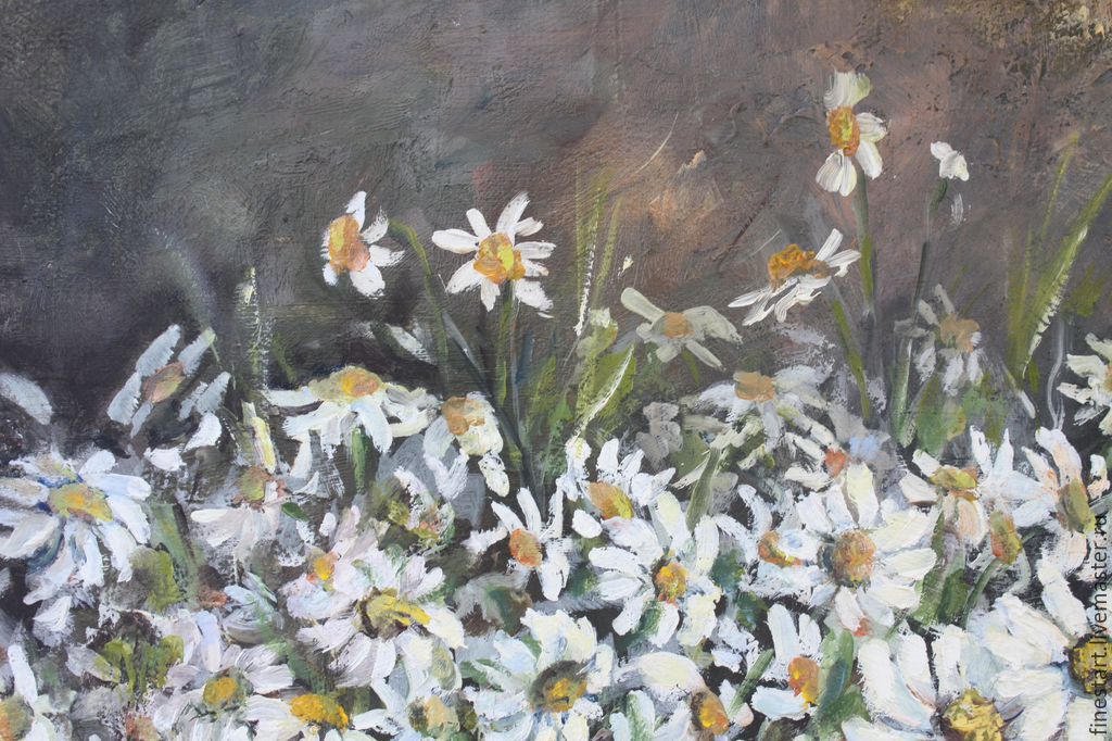1024x682 Oil Painting Still Life Basket With Daisies Shopline - Daisy Oil Painting