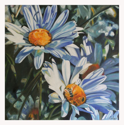 399x400 Original Oil On Canvas Floral Daisies Painting 3 By Sean Curley - Daisy Oil Painting