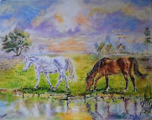 300x236 Original Oil Painting Horses - Daisy Oil Painting