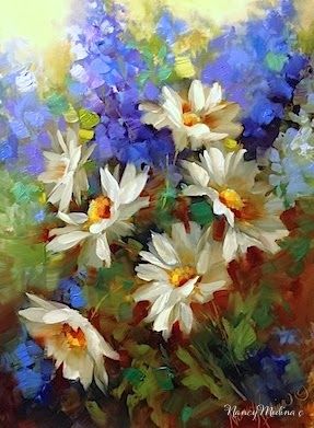 287x391 Daisy Dance, Daisy Painting By Nancy Medina, 16x12, Oil Www - Daisy Oil Painting