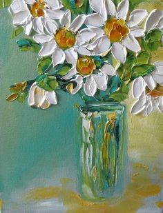 236x309 Daisy Oil Painting Impasto Painting , Daisy Original Painting - Daisy Oil Painting