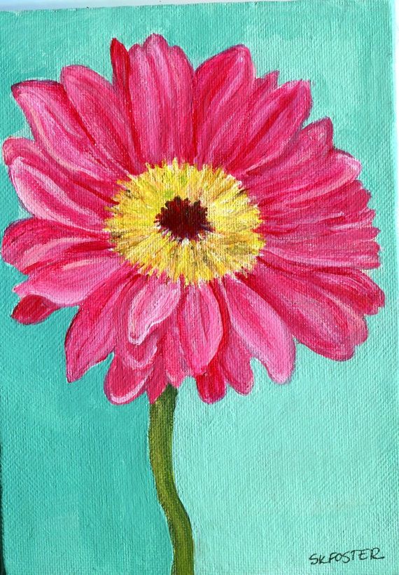 570x820 Gerbera Daisy Painting, Mini Canvas Art, Mini Easel, Gerber Daisy - Daisy Painting On Canvas