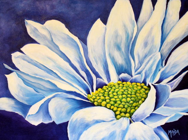 640x479 White Daisy - Daisy Painting On Canvas