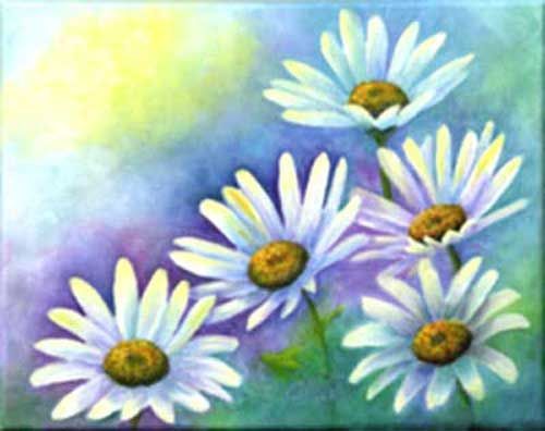 500x396 Easy Acrylic Painting Ideas For Beginners - Daisy Painting On Canvas