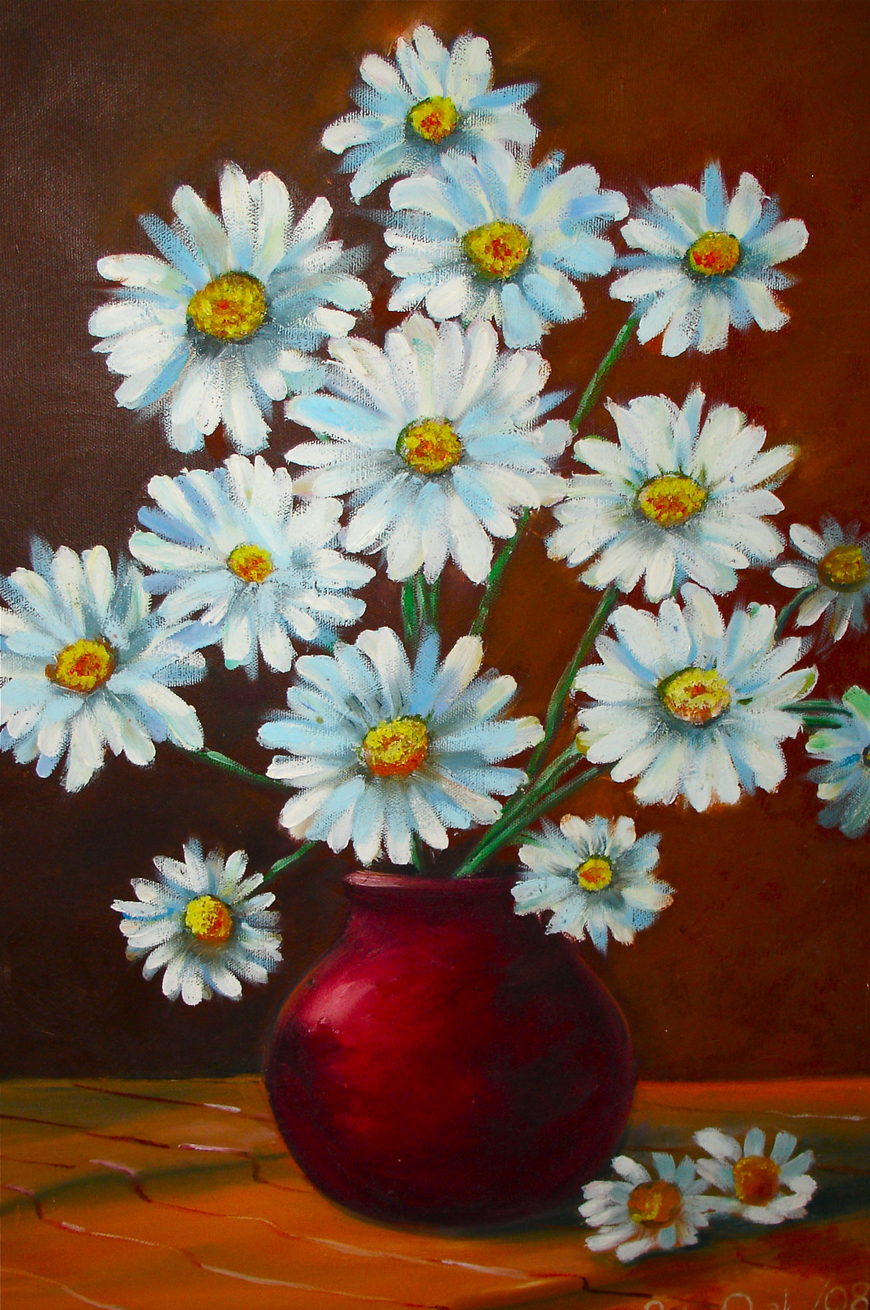 1719x2588 Oil Paint Mommy Cook For Me - Daisy Painting On Canvas